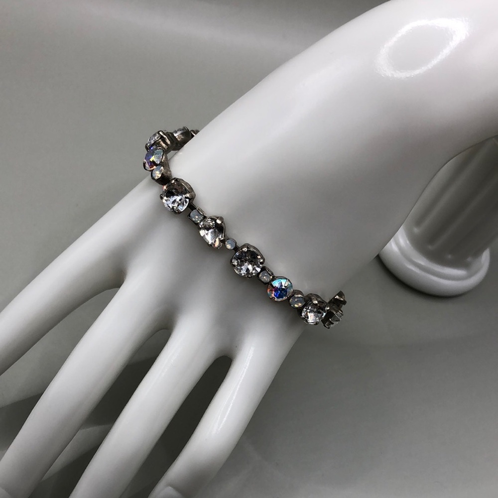 Vintage Sorrelli Clear & Aurora Borealis AB Swarovski Crystal Flower Bracelet